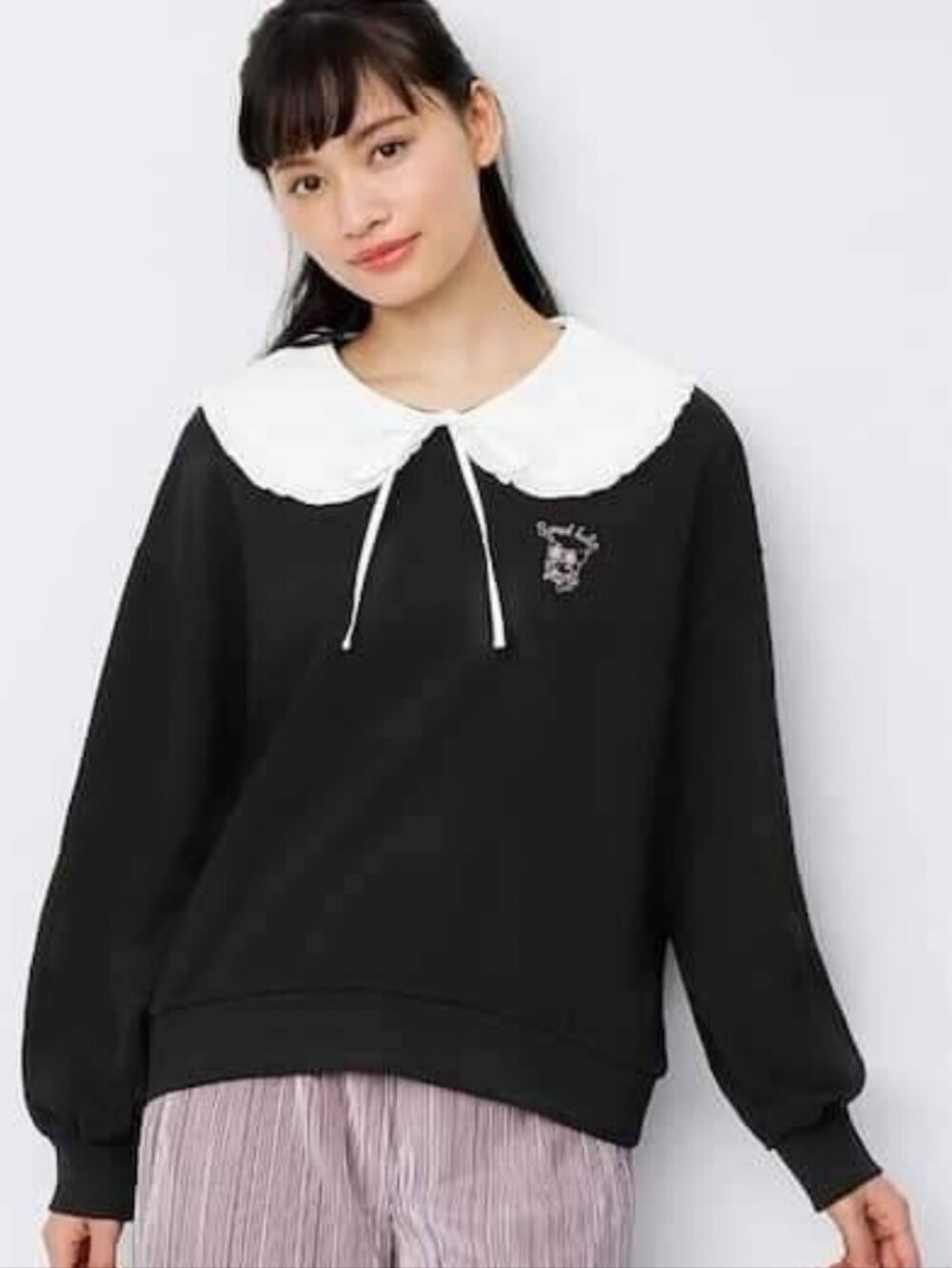 SANRIO Kuromi Jiraikei peter pan collar goth kawaii Japan sweatshirt sweater L